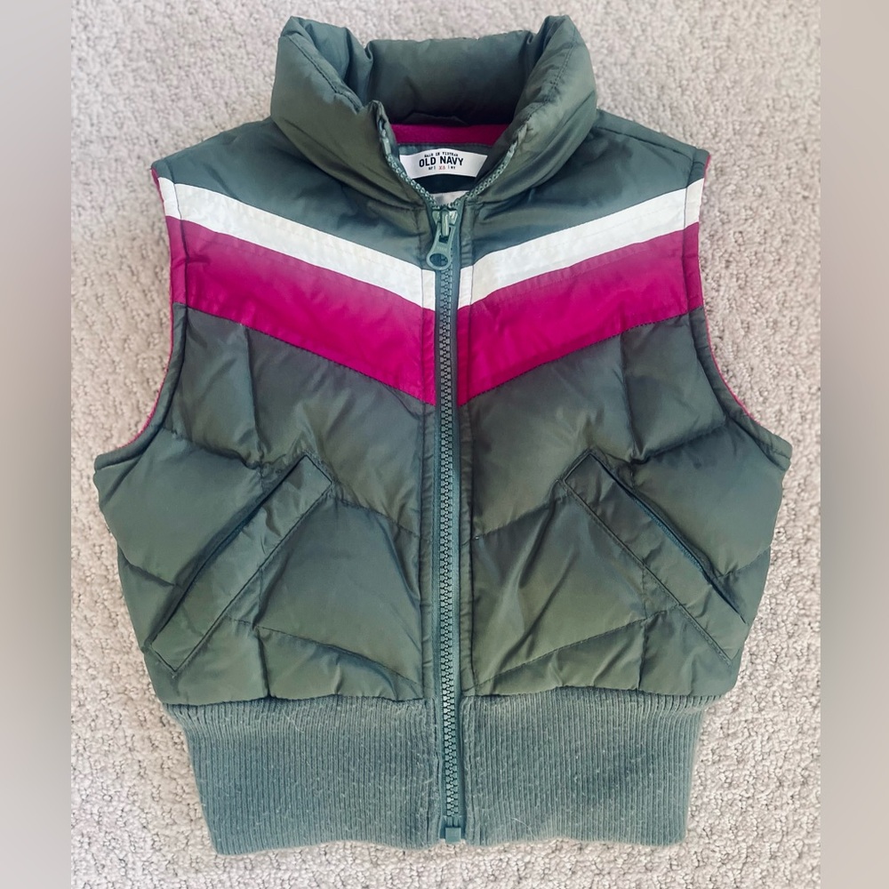 Old Navy Kids Puffer Vest - Green and Pink
